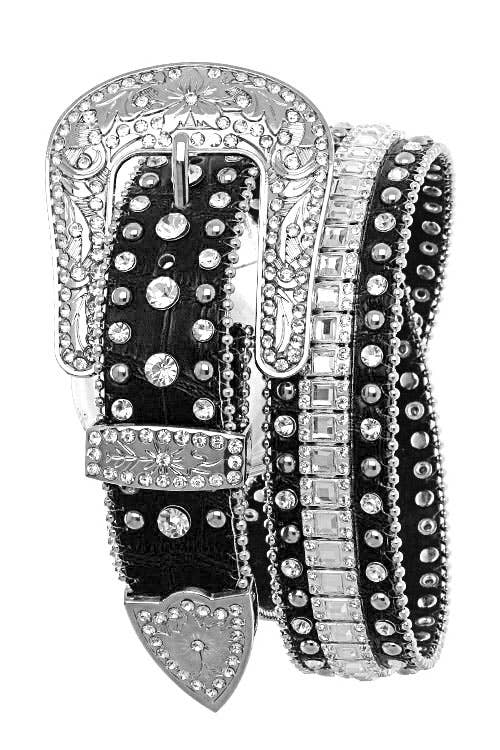 *NEW* Crystal Western Belt Black or White