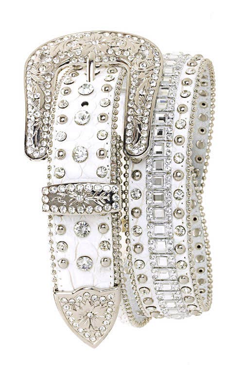 *NEW* Crystal Western Belt Black or White