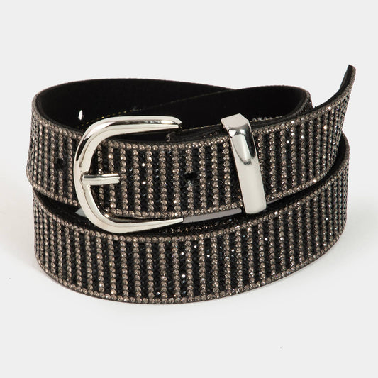 Rhinestone Belt Black Striped