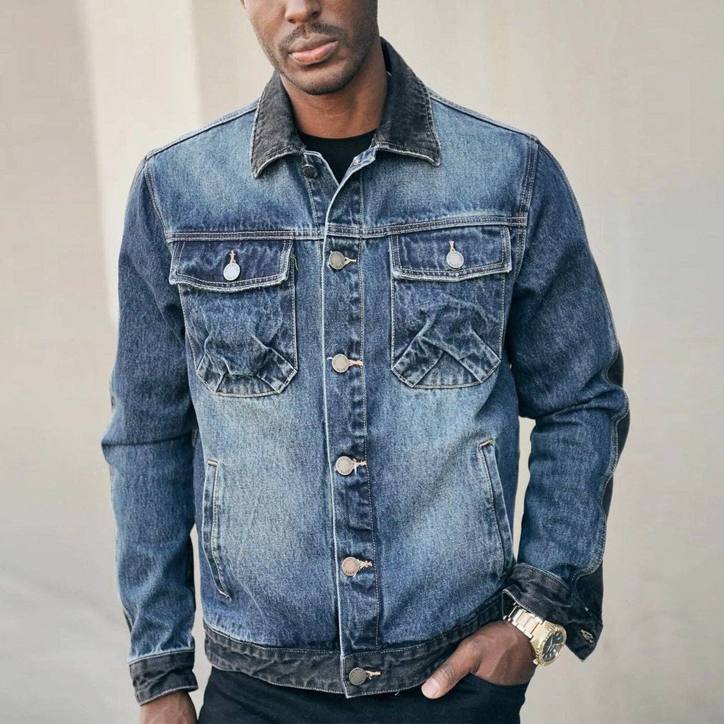 MEN'S TWO TONE DENIM JACKET FIERCE LION