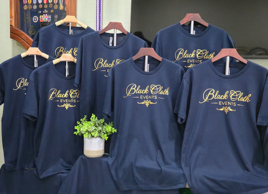 Black Cloth Events- Navy Tees
