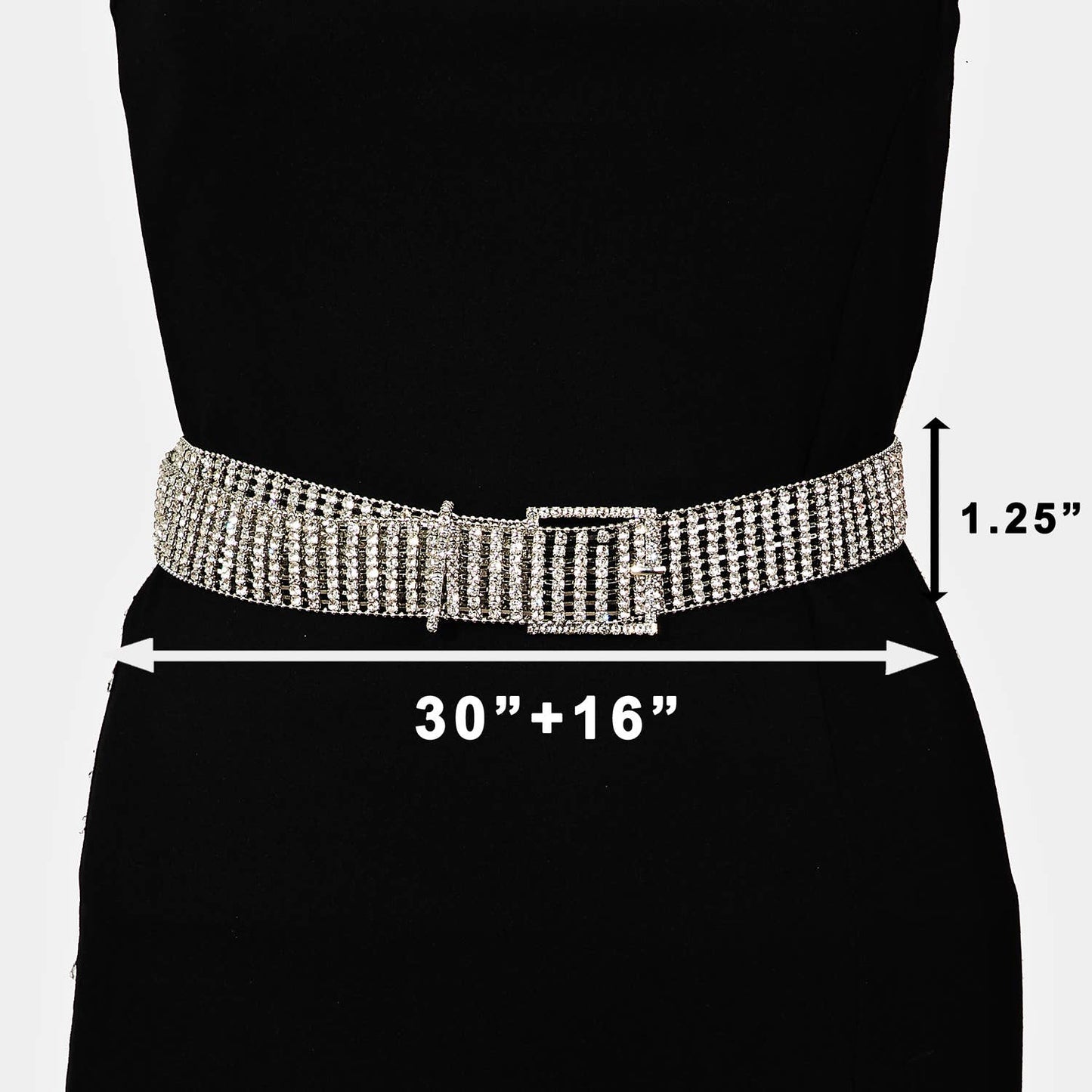 *NEW*Square Buckle Rhinestone Chain Belt