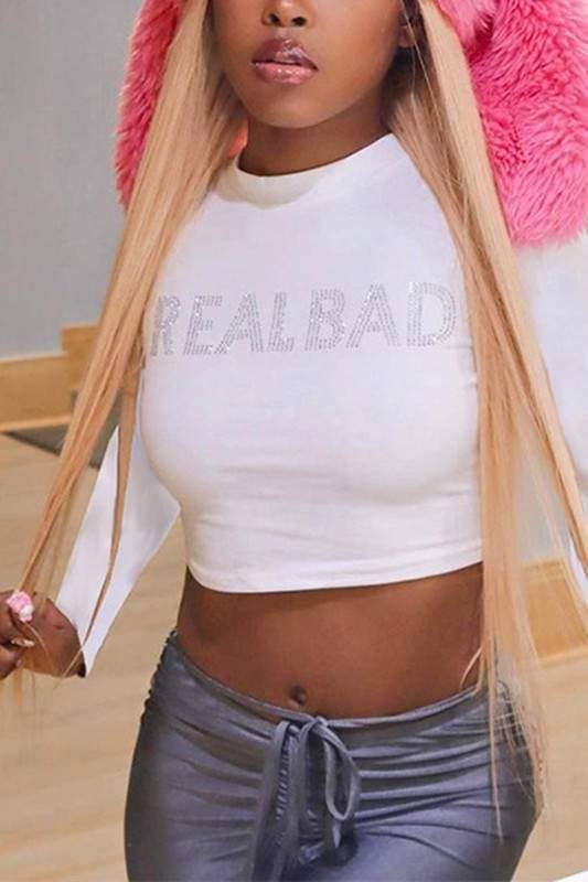 Real Bad Rhinestone Crop Tee