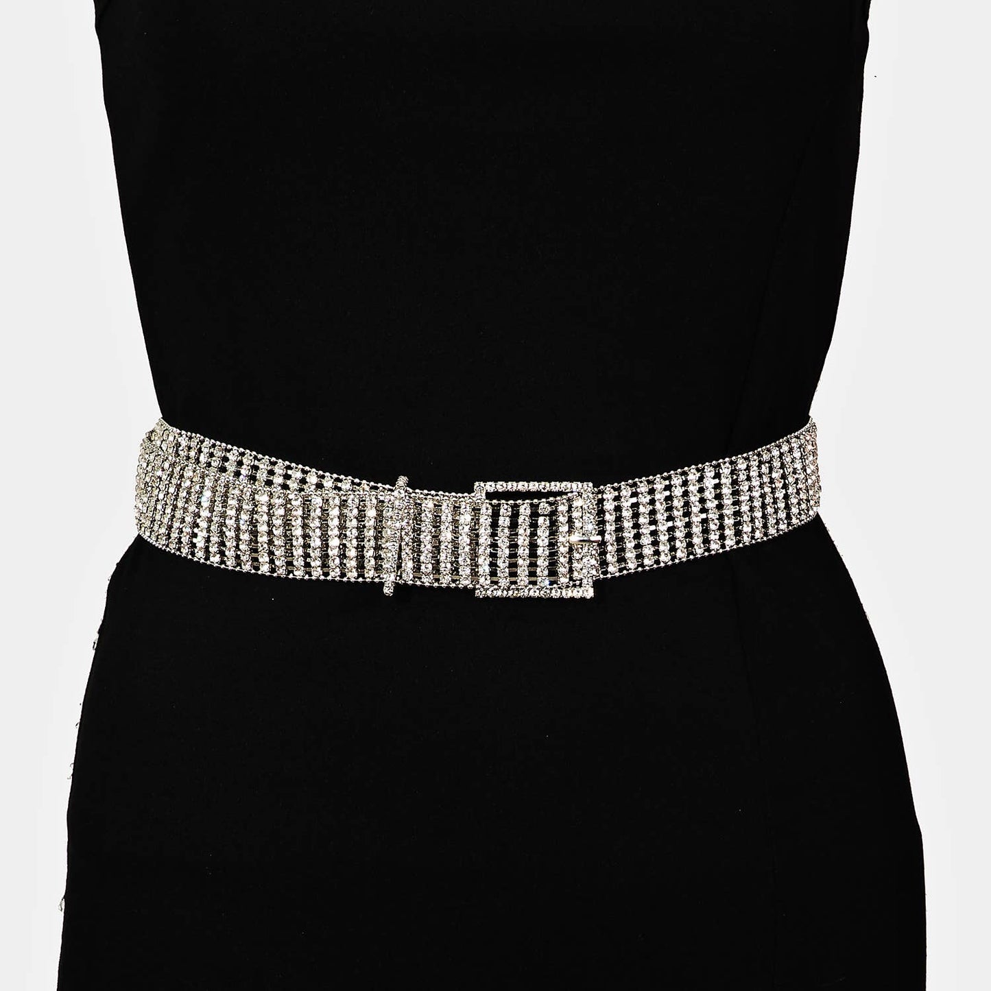 *NEW*Square Buckle Rhinestone Chain Belt