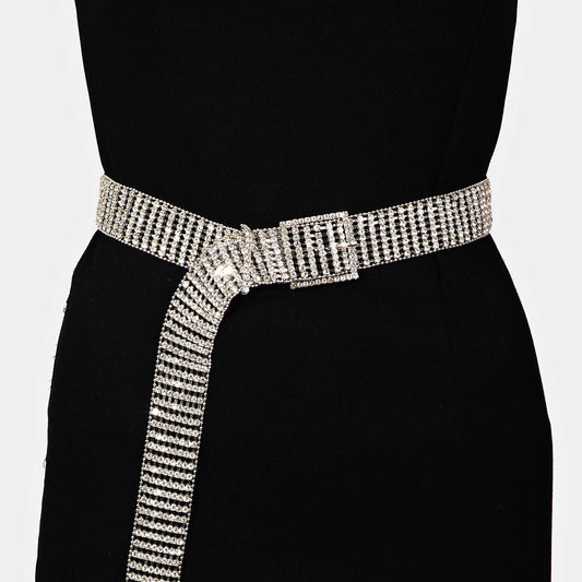 *NEW*Square Buckle Rhinestone Chain Belt