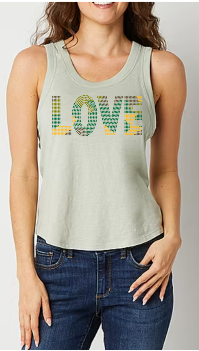 Camo Love Tank Top- Sage Green