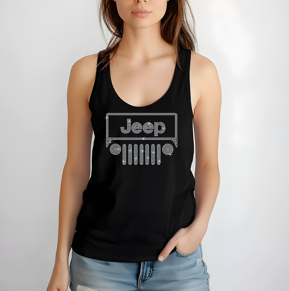 4 Wheeler Tank Top Rhinestone