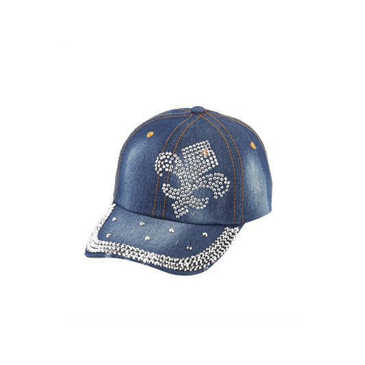 *NEW*Studded Fleur De Lis Denim Cap